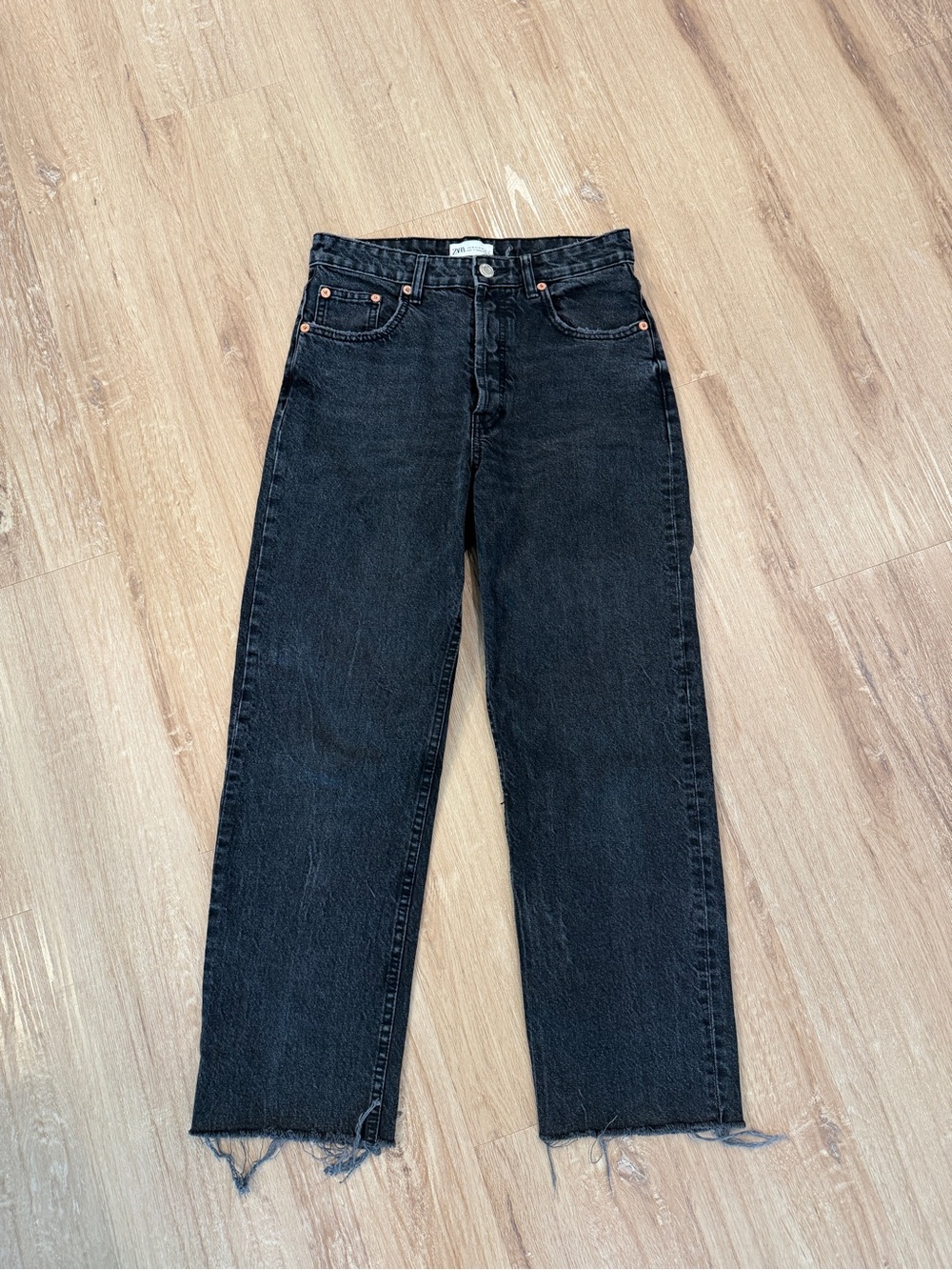 Zara Black High-Rise Straight Jeans